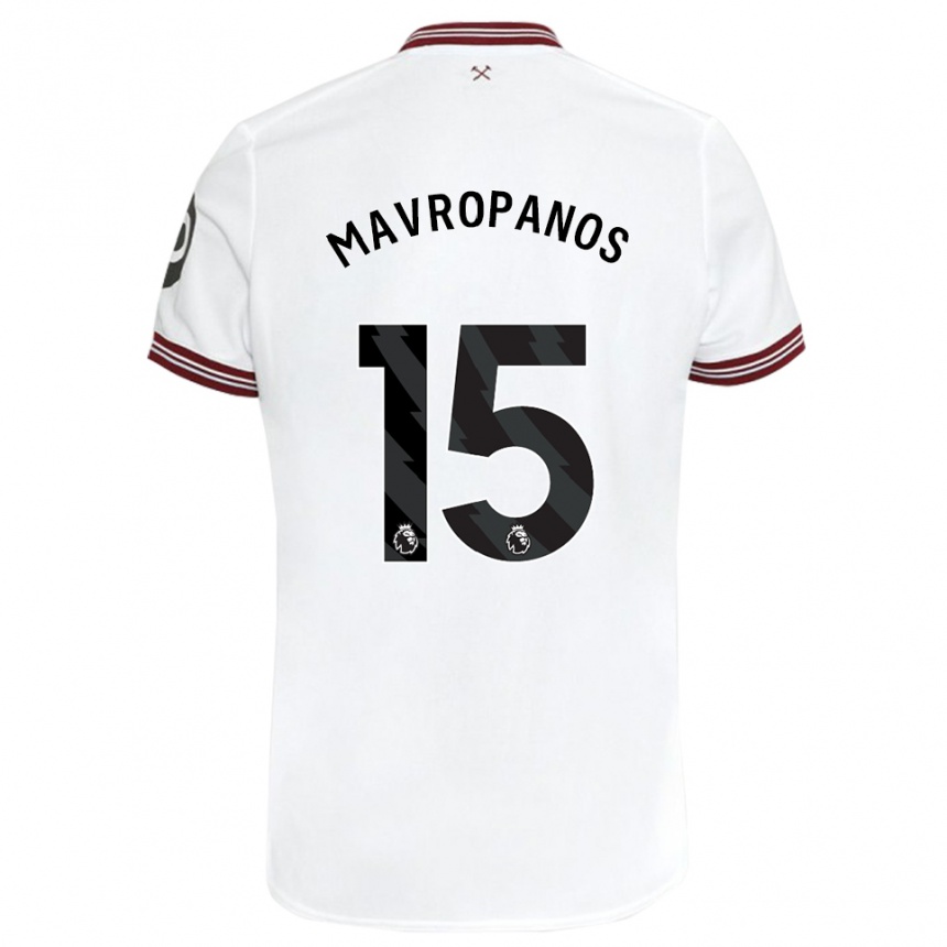 Herren Fußball Konstantinos Mavropanos #15 Weiß Auswärtstrikot Trikot 2023/24 T-Shirt Luxemburg