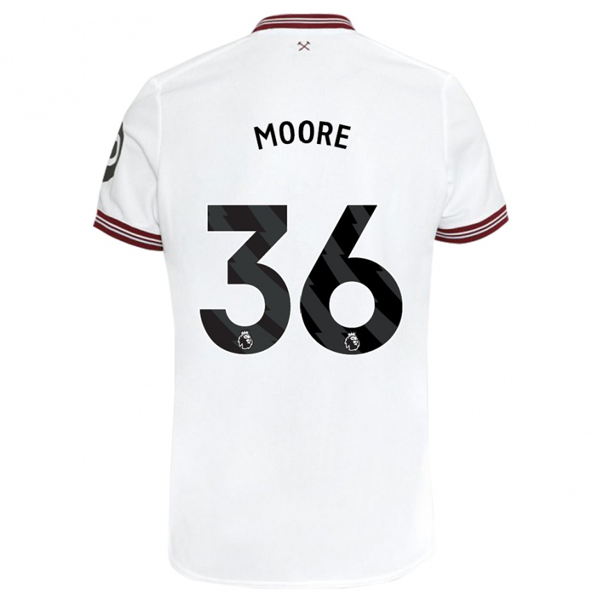 Herren Fußball Sean Moore #36 Weiß Auswärtstrikot Trikot 2023/24 T-Shirt Luxemburg