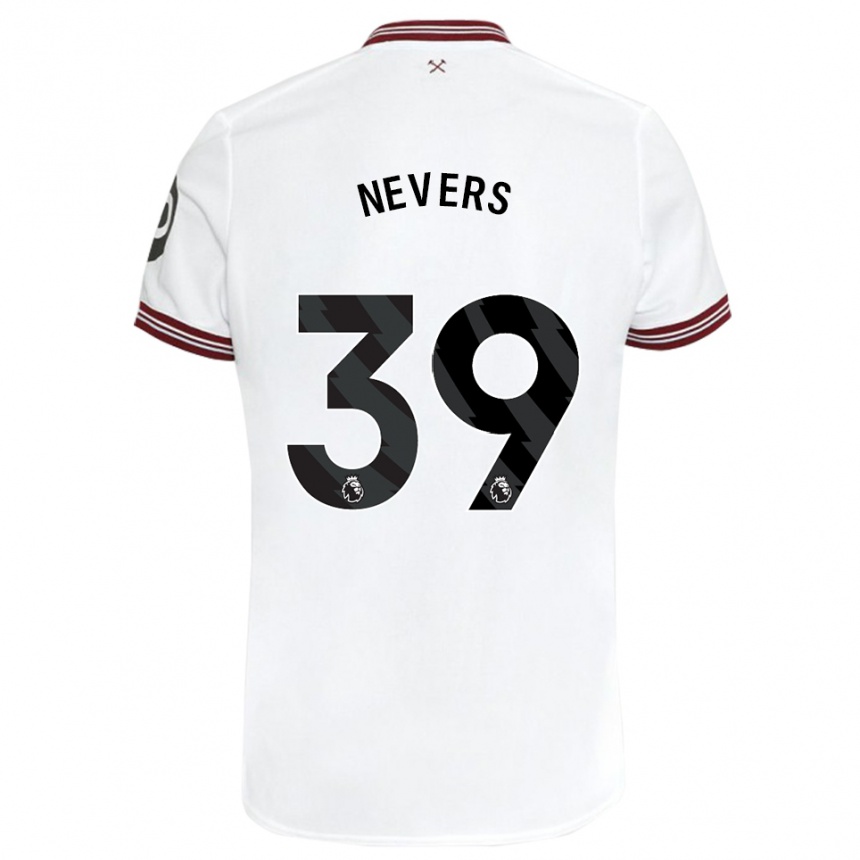 Herren Fußball Thierry Nevers #39 Weiß Auswärtstrikot Trikot 2023/24 T-Shirt Luxemburg