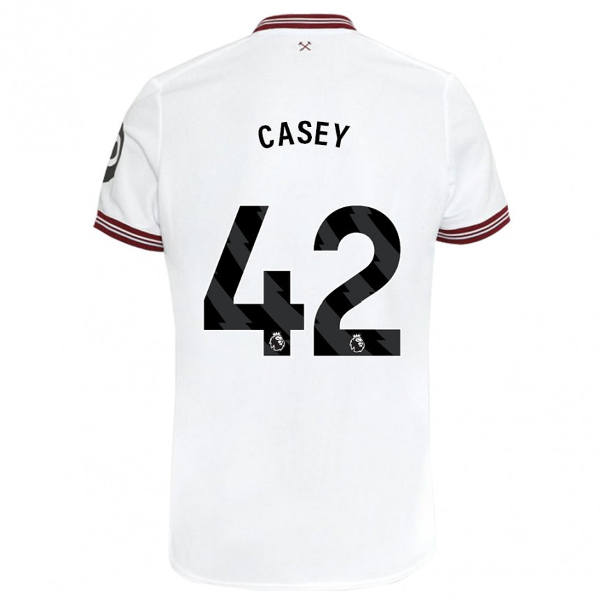 Herren Fußball Kaelan Casey #42 Weiß Auswärtstrikot Trikot 2023/24 T-Shirt Luxemburg