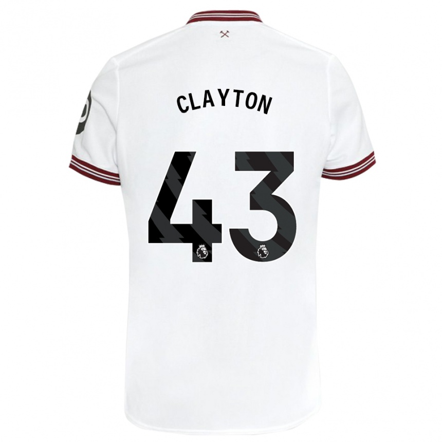 Herren Fußball Regan Clayton #43 Weiß Auswärtstrikot Trikot 2023/24 T-Shirt Luxemburg