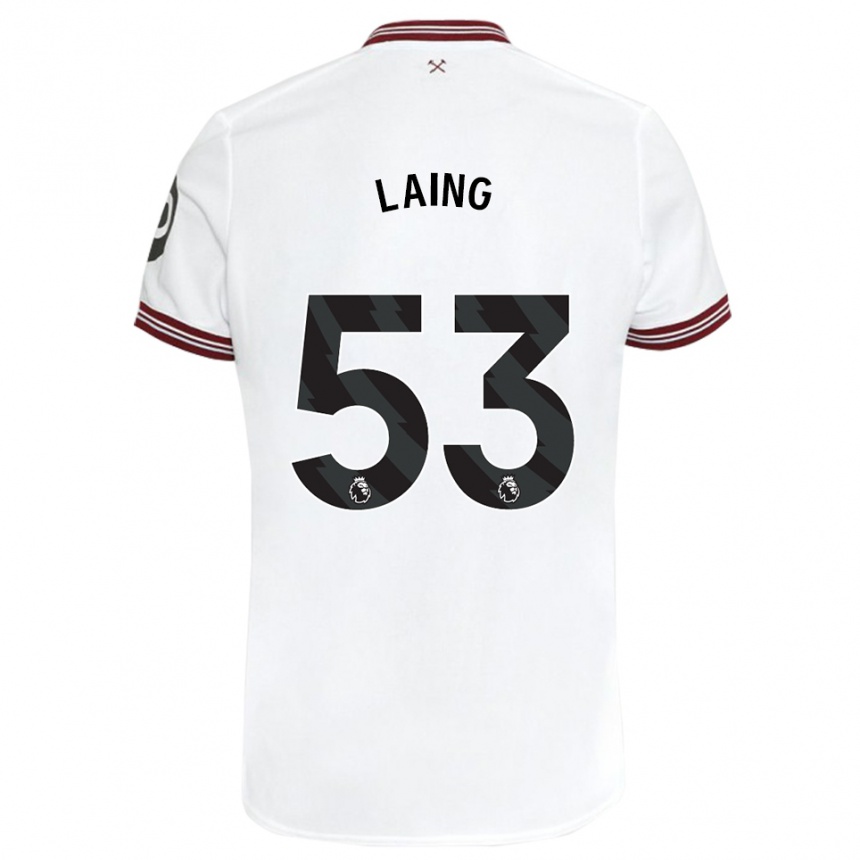 Herren Fußball Levi Laing #53 Weiß Auswärtstrikot Trikot 2023/24 T-Shirt Luxemburg