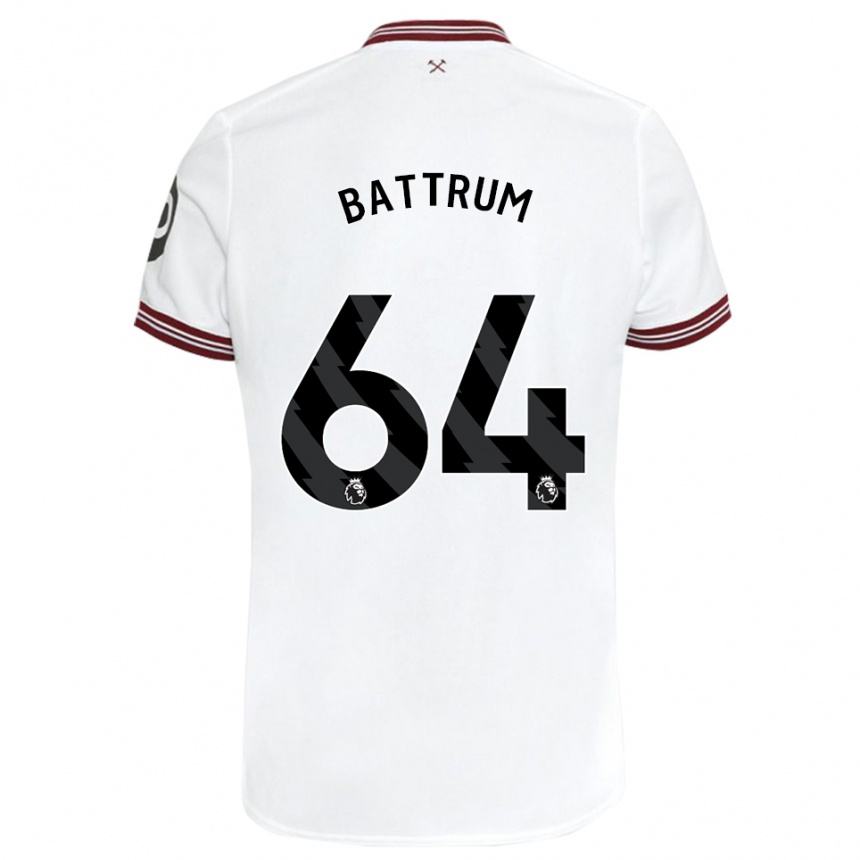 Herren Fußball Ryan Battrum #64 Weiß Auswärtstrikot Trikot 2023/24 T-Shirt Luxemburg