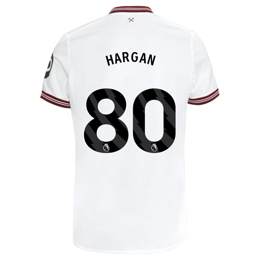 Herren Fußball Riley Hargan #80 Weiß Auswärtstrikot Trikot 2023/24 T-Shirt Luxemburg