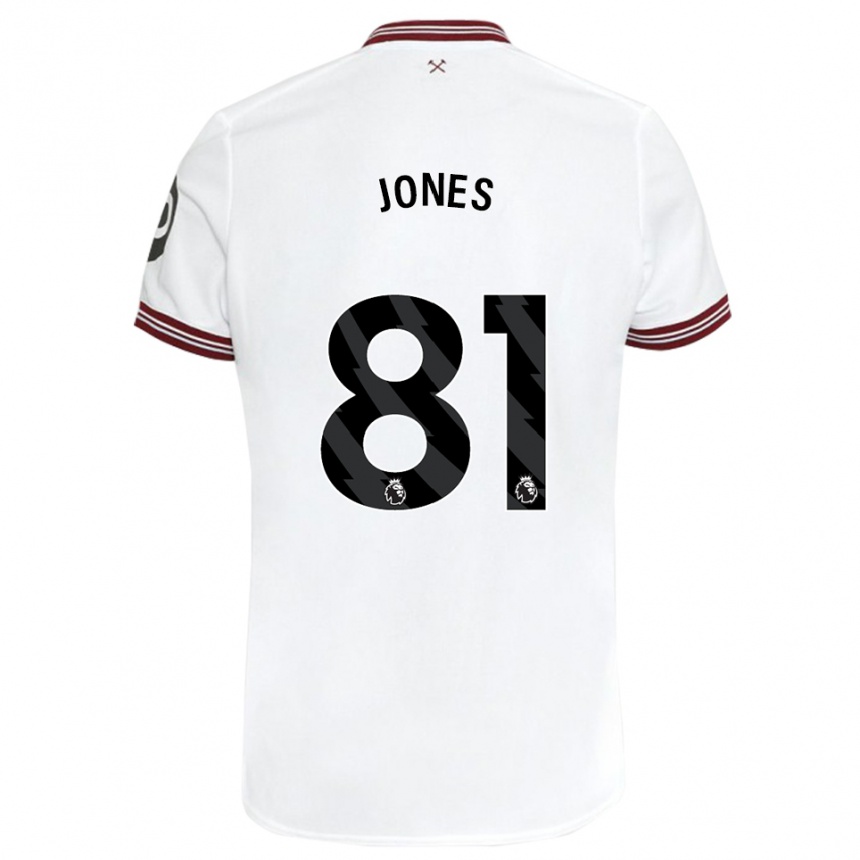 Herren Fußball Liam Jones #81 Weiß Auswärtstrikot Trikot 2023/24 T-Shirt Luxemburg