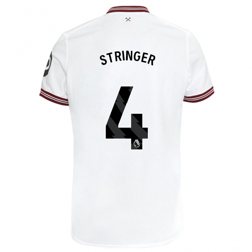 Herren Fußball Abbey Leigh Stringer #4 Weiß Auswärtstrikot Trikot 2023/24 T-Shirt Luxemburg