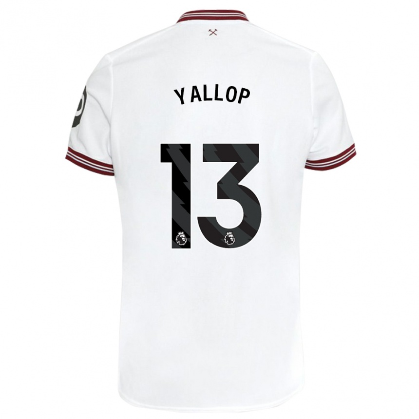 Herren Fußball Tameka Yallop #13 Weiß Auswärtstrikot Trikot 2023/24 T-Shirt Luxemburg