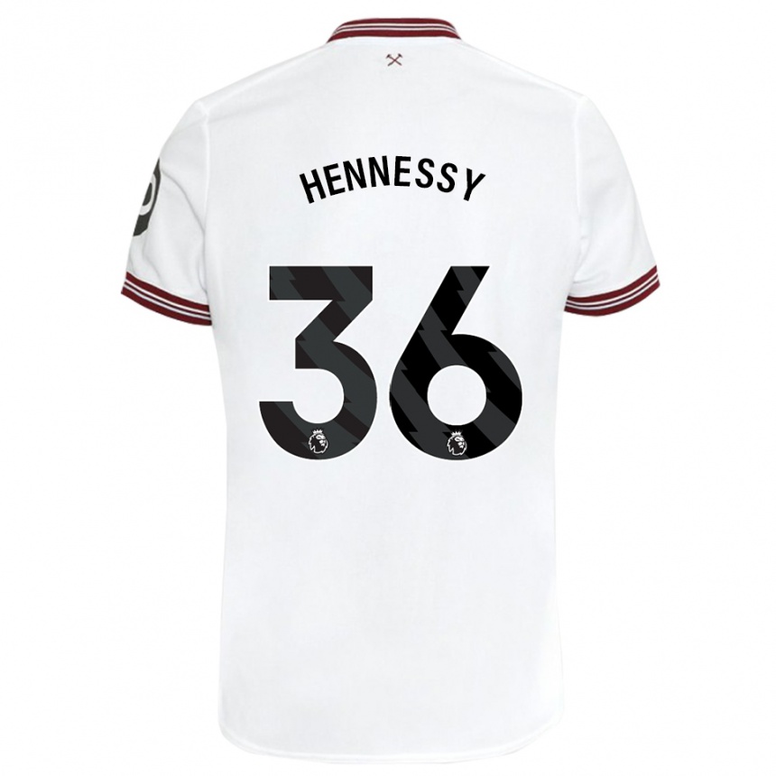 Herren Fußball Alexandra Hennessy #36 Weiß Auswärtstrikot Trikot 2023/24 T-Shirt Luxemburg