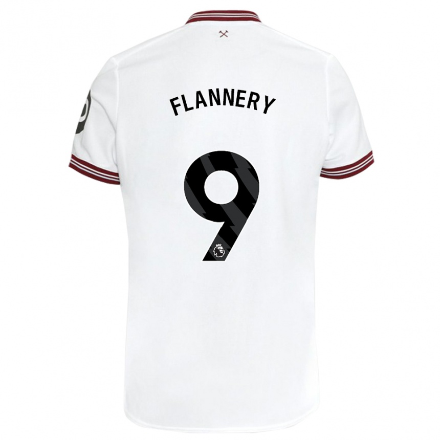 Herren Fußball Keira Flannery #9 Weiß Auswärtstrikot Trikot 2023/24 T-Shirt Luxemburg