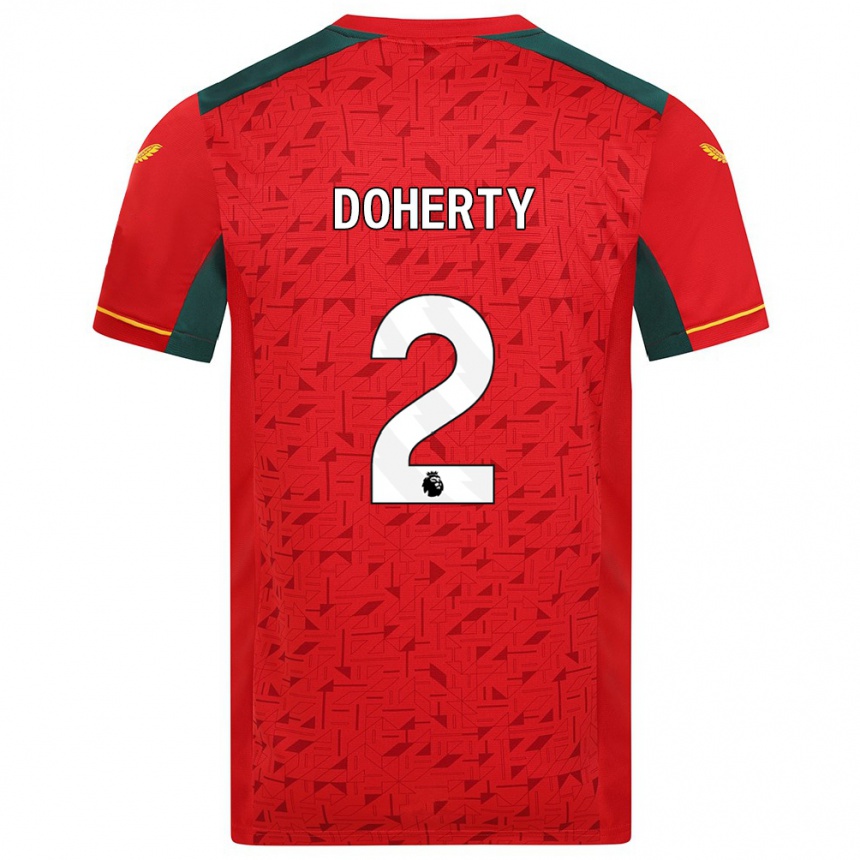 Herren Fußball Matt Doherty #2 Rot Auswärtstrikot Trikot 2023/24 T-Shirt Luxemburg