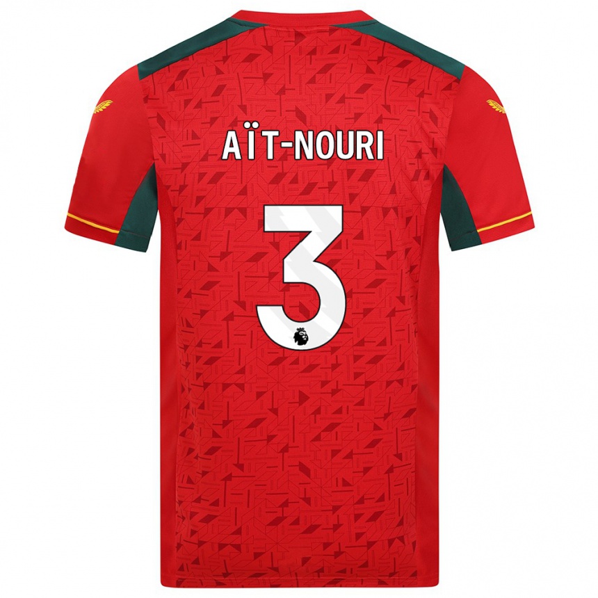 Herren Fußball Rayan Aït-Nouri #3 Rot Auswärtstrikot Trikot 2023/24 T-Shirt Luxemburg