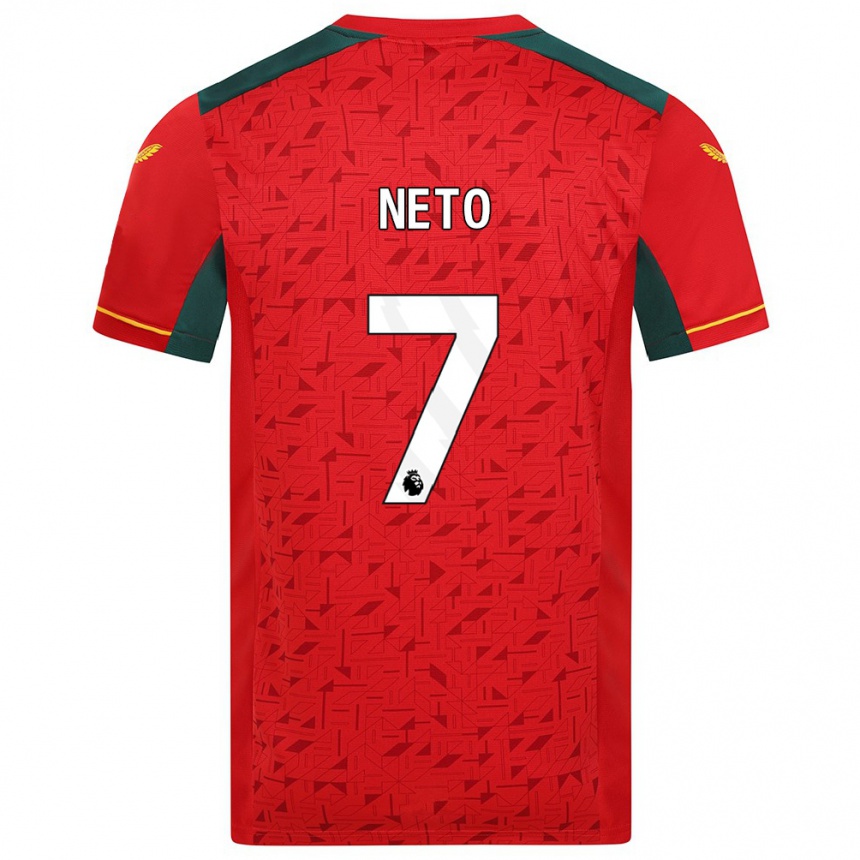 Herren Fußball Pedro Neto #7 Rot Auswärtstrikot Trikot 2023/24 T-Shirt Luxemburg