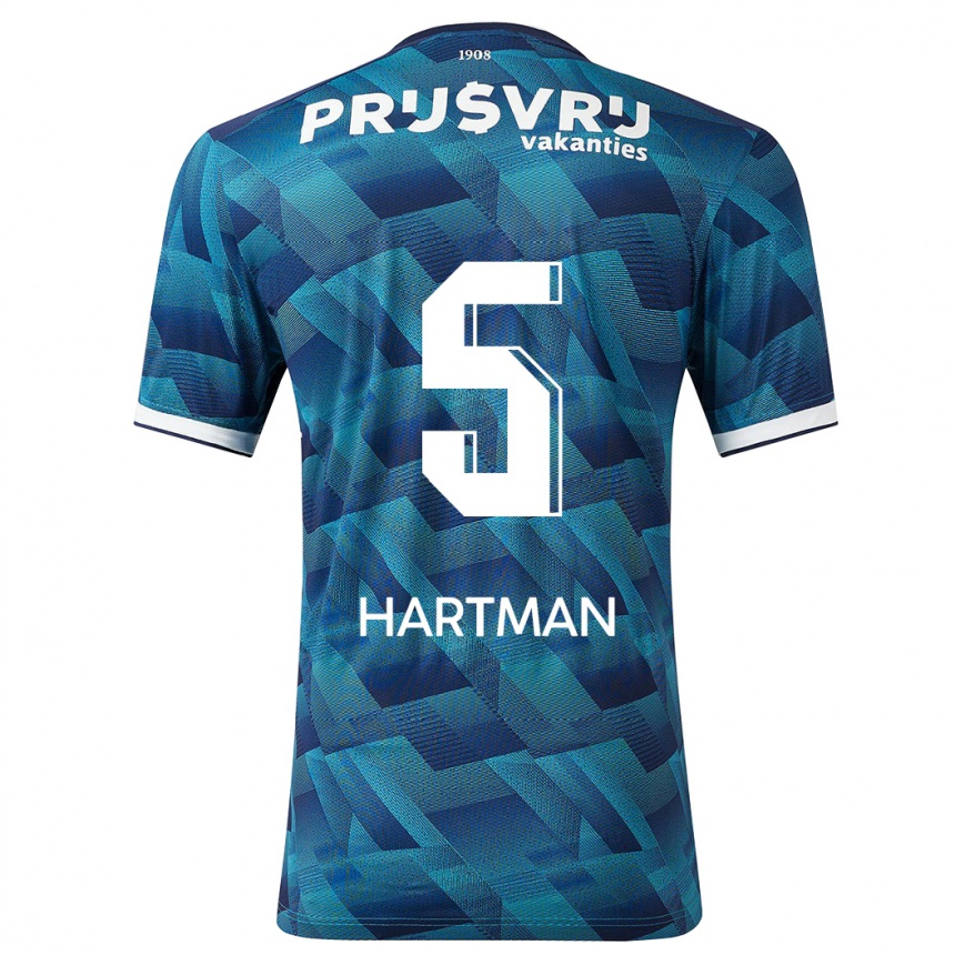 Herren Fußball Quilindschy Hartman #5 Blau Auswärtstrikot Trikot 2023/24 T-Shirt Luxemburg