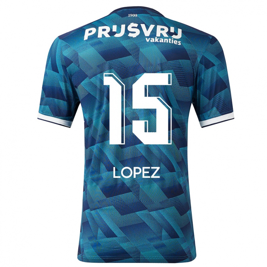 Herren Fußball Marcos López #15 Blau Auswärtstrikot Trikot 2023/24 T-Shirt Luxemburg