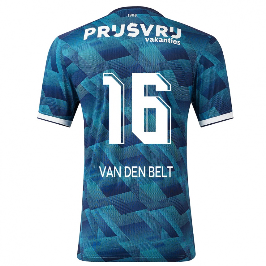 Herren Fußball Thomas Van Den Belt #16 Blau Auswärtstrikot Trikot 2023/24 T-Shirt Luxemburg