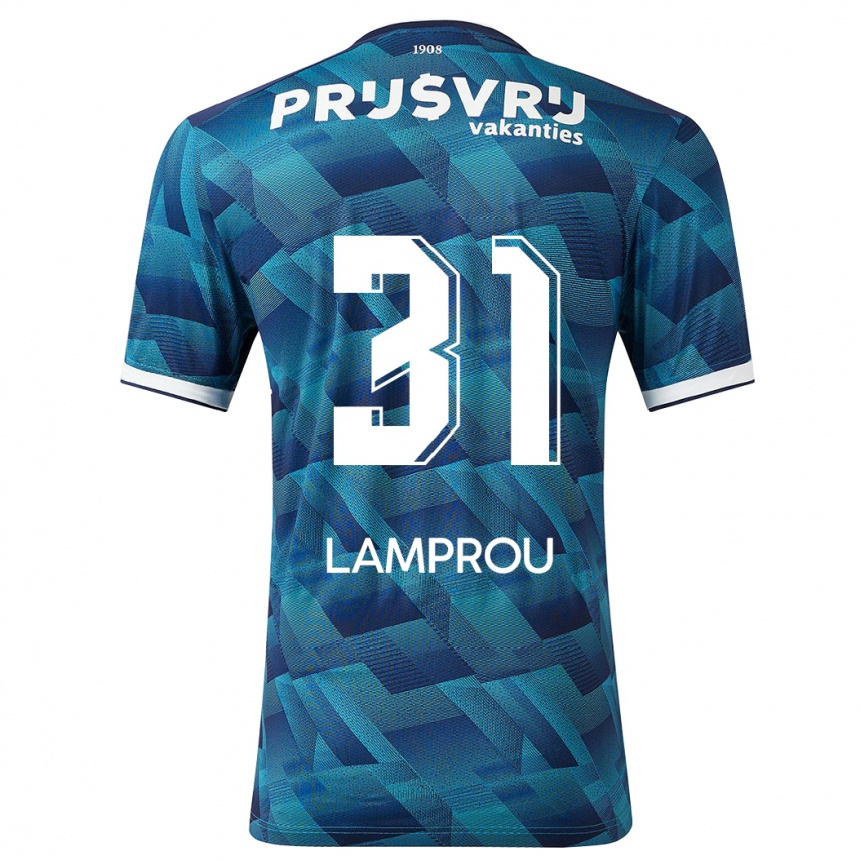 Herren Fußball Kostas Lamprou #31 Blau Auswärtstrikot Trikot 2023/24 T-Shirt Luxemburg