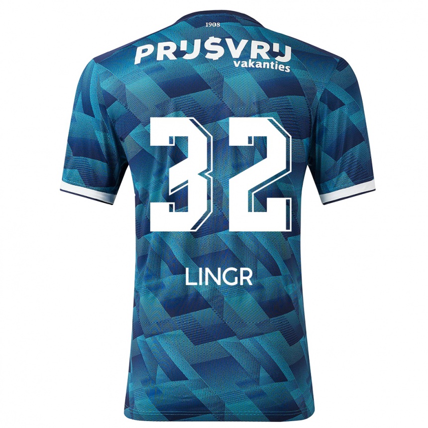 Herren Fußball Ondrej Lingr #32 Blau Auswärtstrikot Trikot 2023/24 T-Shirt Luxemburg