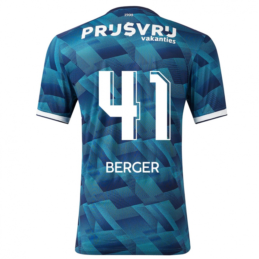 Herren Fußball Mannou Berger #41 Blau Auswärtstrikot Trikot 2023/24 T-Shirt Luxemburg