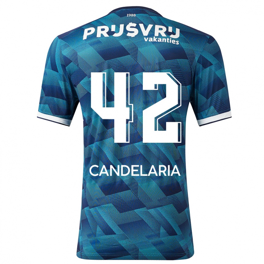 Herren Fußball Jayden Candelaria #42 Blau Auswärtstrikot Trikot 2023/24 T-Shirt Luxemburg