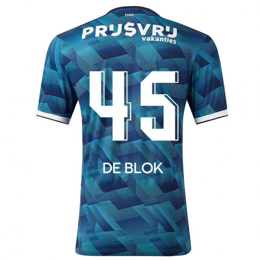 Herren Fußball Lars De Blok #45 Blau Auswärtstrikot Trikot 2023/24 T-Shirt Luxemburg