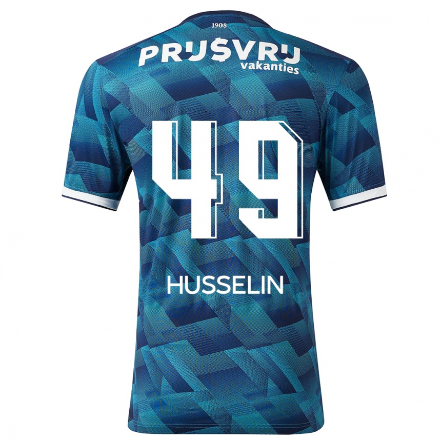 Herren Fußball Matéo Husselin #49 Blau Auswärtstrikot Trikot 2023/24 T-Shirt Luxemburg