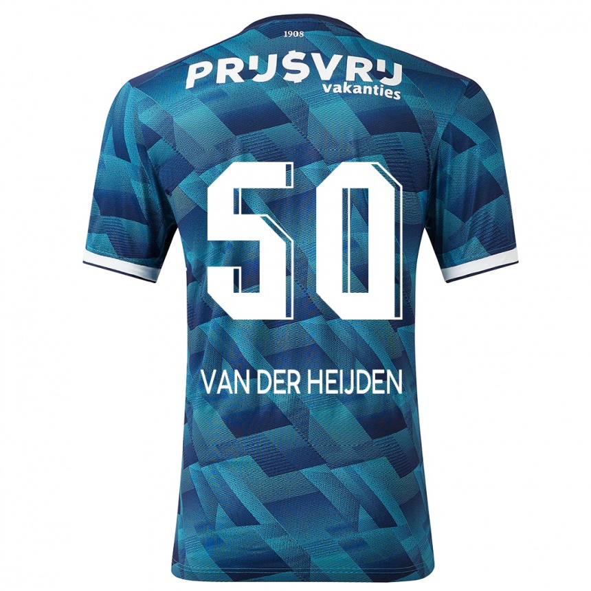 Herren Fußball Délano Van Der Heijden #50 Blau Auswärtstrikot Trikot 2023/24 T-Shirt Luxemburg