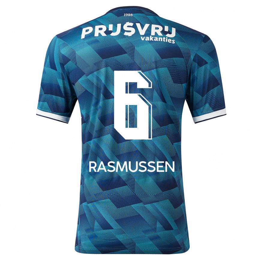 Herren Fußball Jacob Rasmussen #6 Blau Auswärtstrikot Trikot 2023/24 T-Shirt Luxemburg