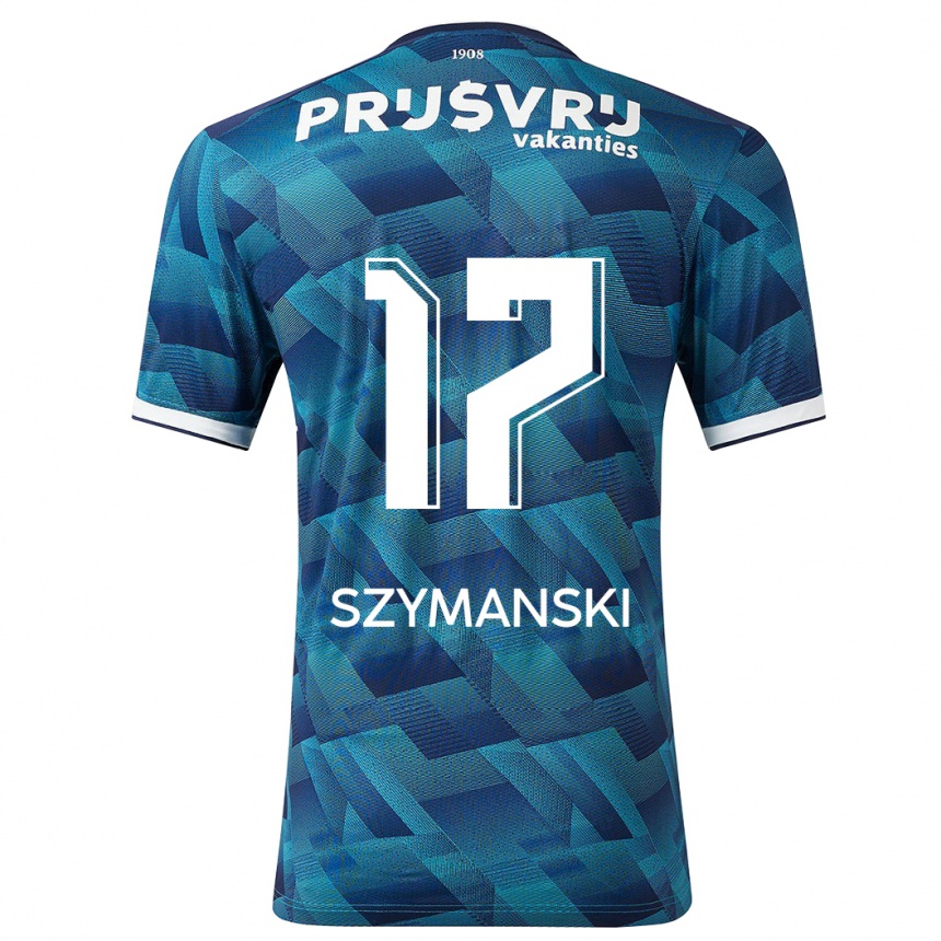 Herren Fußball Sebastian Szymanski #17 Blau Auswärtstrikot Trikot 2023/24 T-Shirt Luxemburg