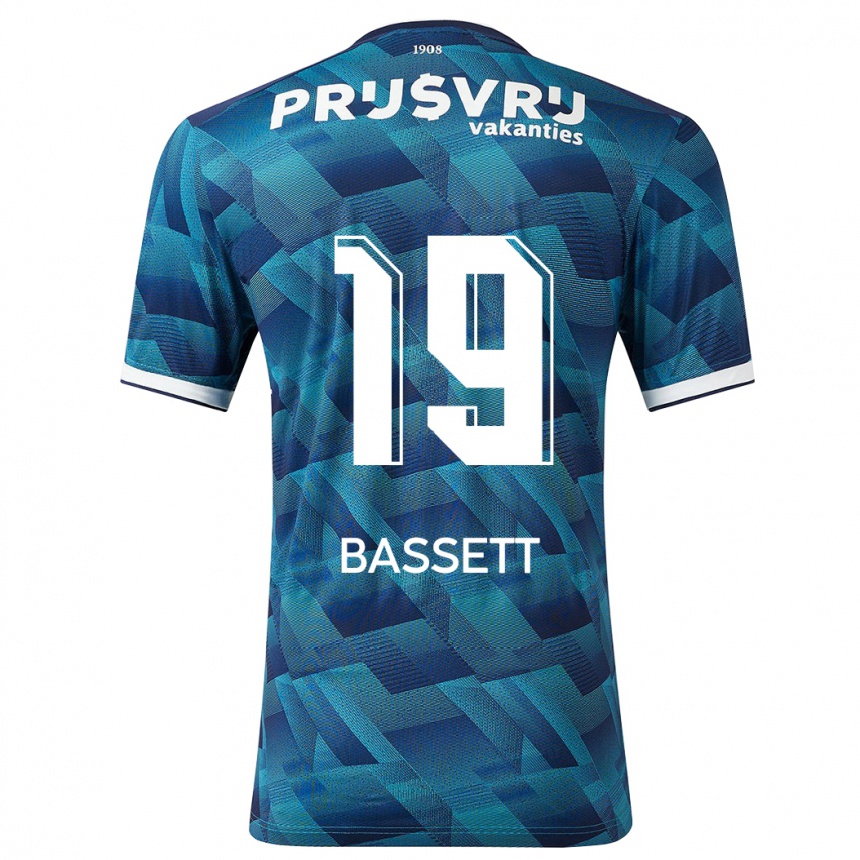 Herren Fußball Cole Bassett #19 Blau Auswärtstrikot Trikot 2023/24 T-Shirt Luxemburg