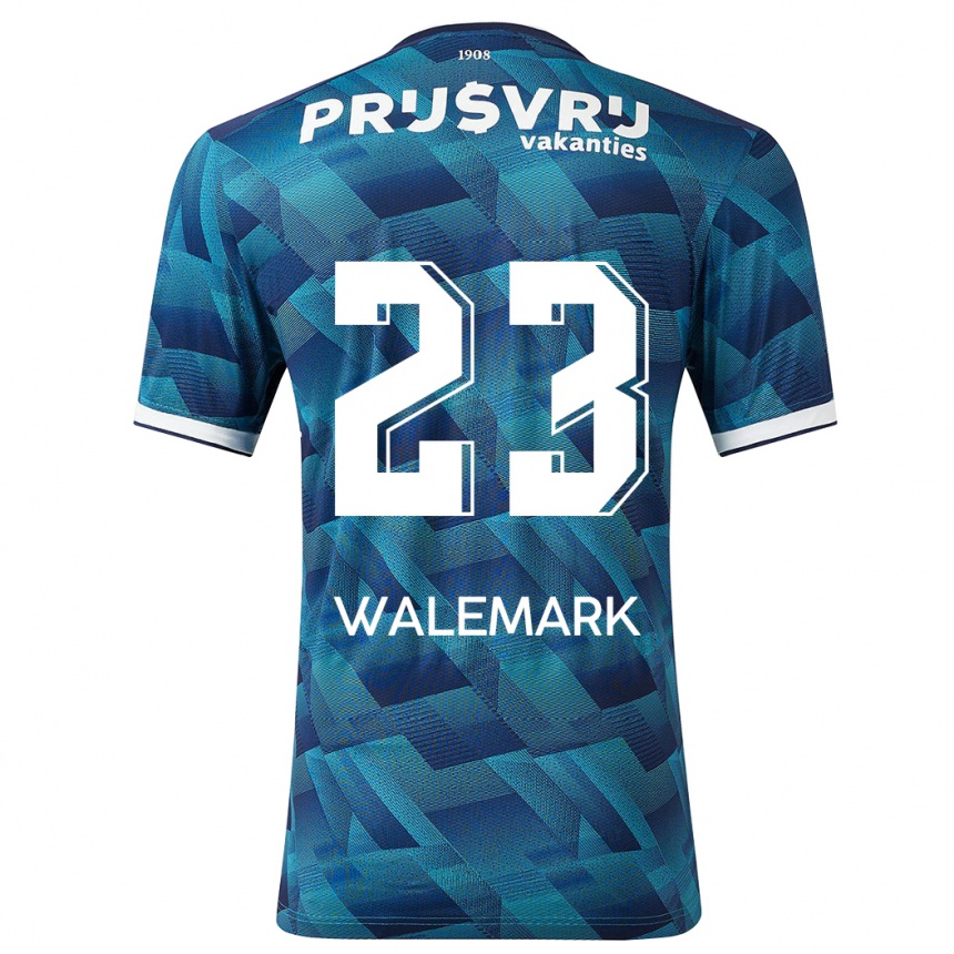 Herren Fußball Patrik Walemark #23 Blau Auswärtstrikot Trikot 2023/24 T-Shirt Luxemburg