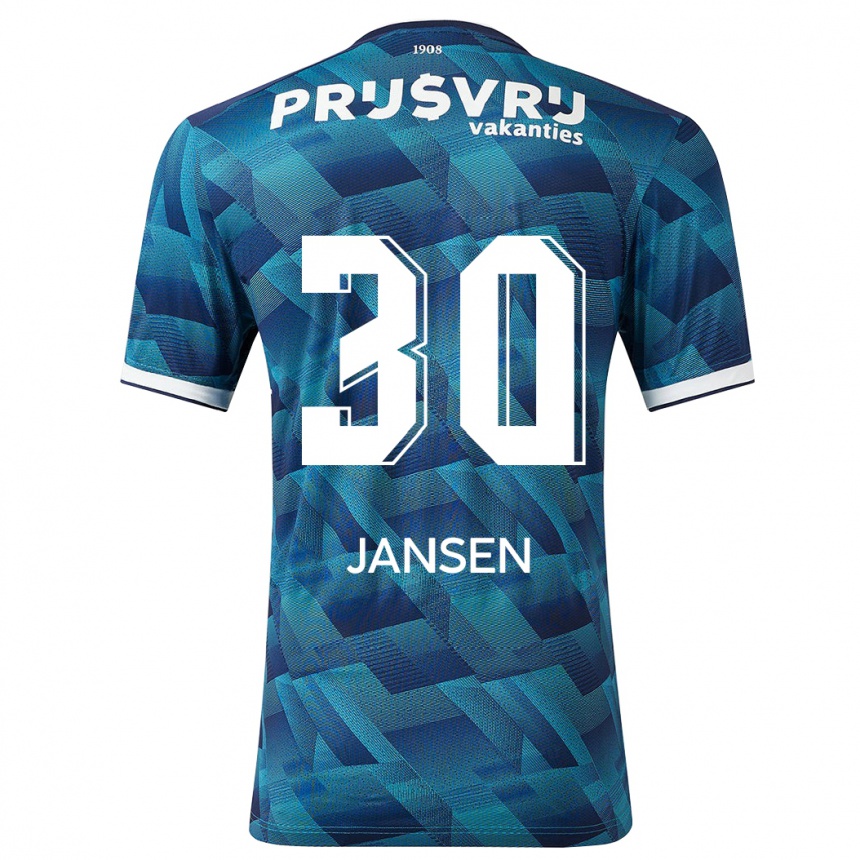 Herren Fußball Thijs Jansen #30 Blau Auswärtstrikot Trikot 2023/24 T-Shirt Luxemburg