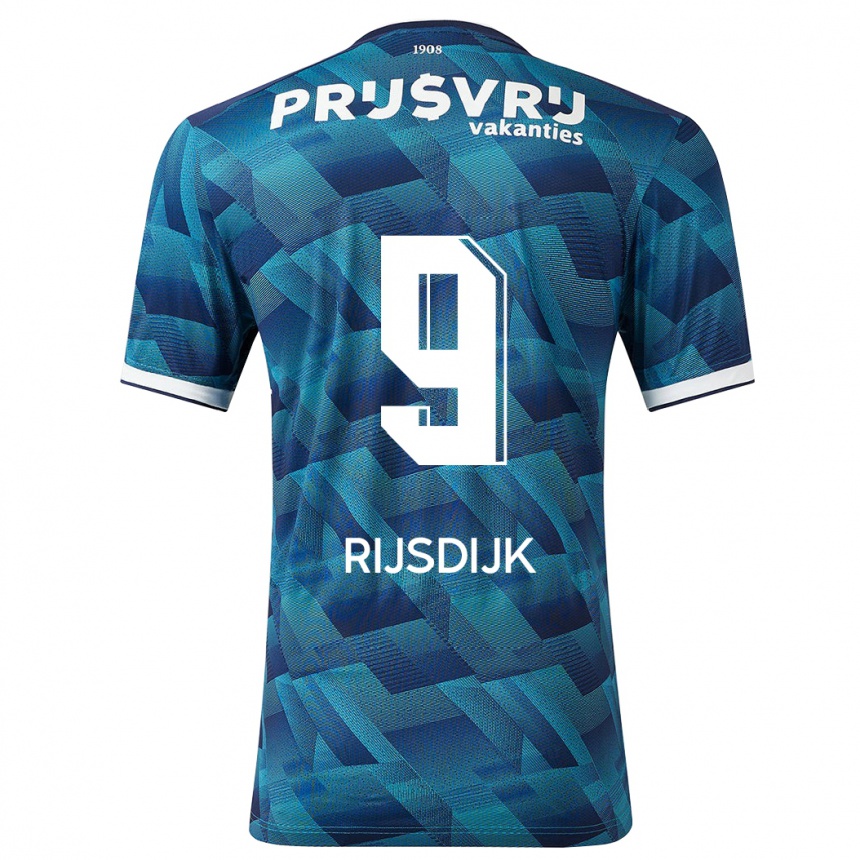 Herren Fußball Pia Rijsdijk #9 Blau Auswärtstrikot Trikot 2023/24 T-Shirt Luxemburg