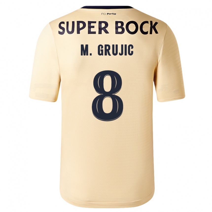 Herren Fußball Marko Grujic #8 Beige-Gold Auswärtstrikot Trikot 2023/24 T-Shirt Luxemburg