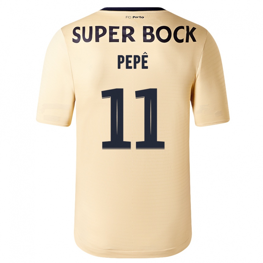 Herren Fußball Pepê #11 Beige-Gold Auswärtstrikot Trikot 2023/24 T-Shirt Luxemburg