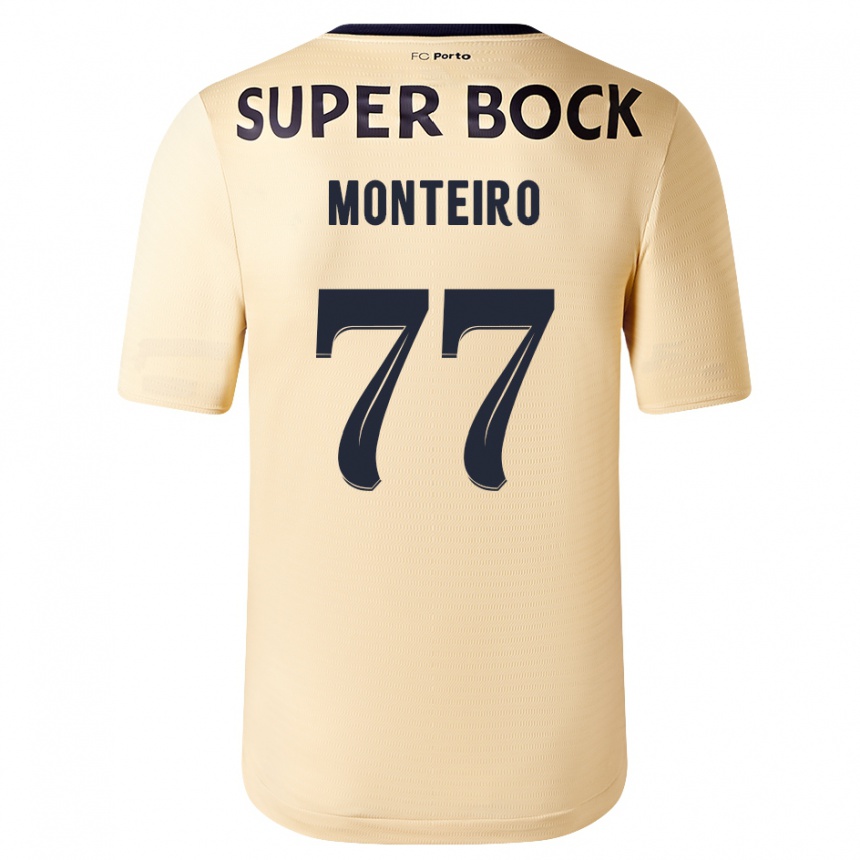 Herren Fußball Rui Monteiro #77 Beige-Gold Auswärtstrikot Trikot 2023/24 T-Shirt Luxemburg