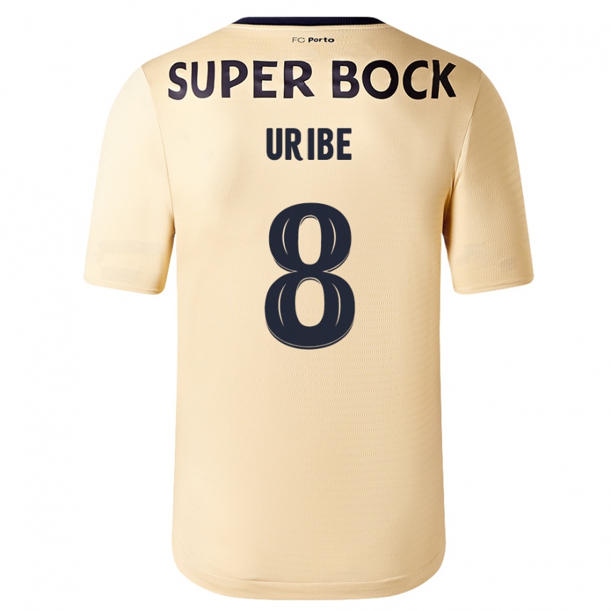 Herren Fußball Mateus Uribe #8 Beige-Gold Auswärtstrikot Trikot 2023/24 T-Shirt Luxemburg