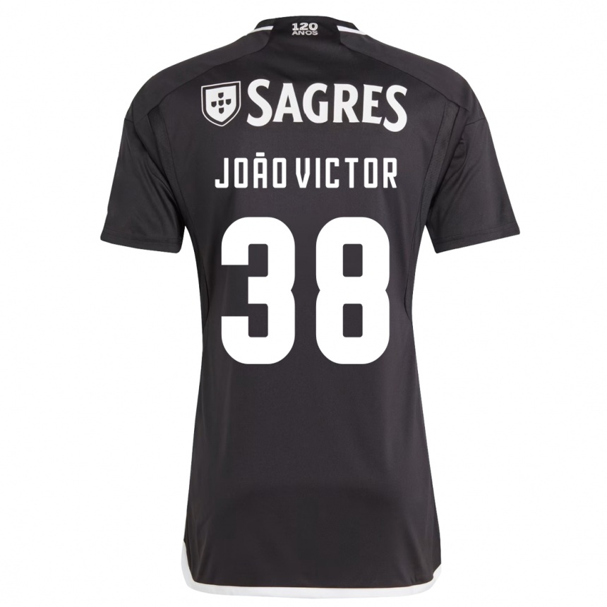 Herren Fußball João Victor #38 Schwarz Auswärtstrikot Trikot 2023/24 T-Shirt Luxemburg