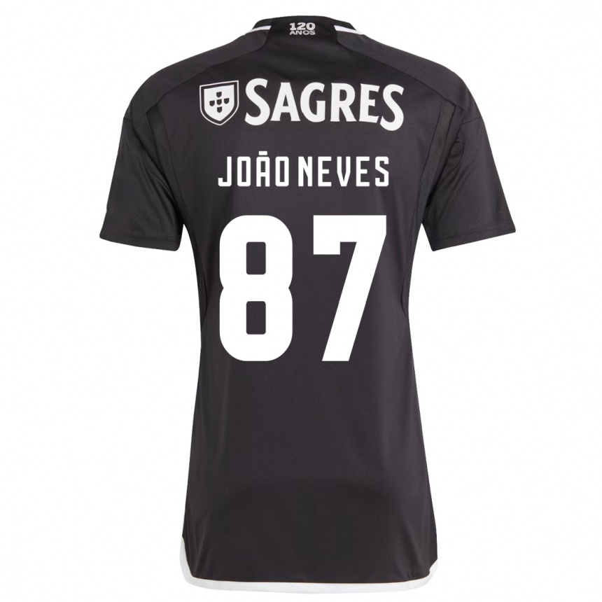 Herren Fußball João Neves #87 Schwarz Auswärtstrikot Trikot 2023/24 T-Shirt Luxemburg