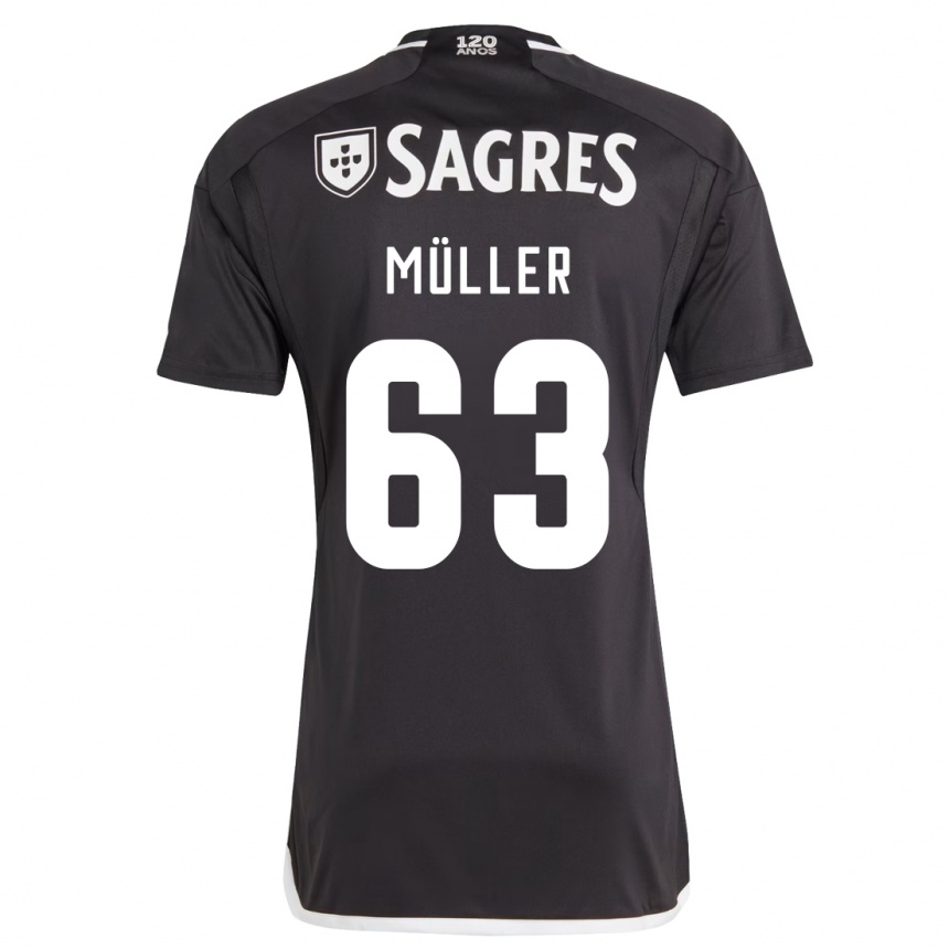 Herren Fußball José Müller #63 Schwarz Auswärtstrikot Trikot 2023/24 T-Shirt Luxemburg