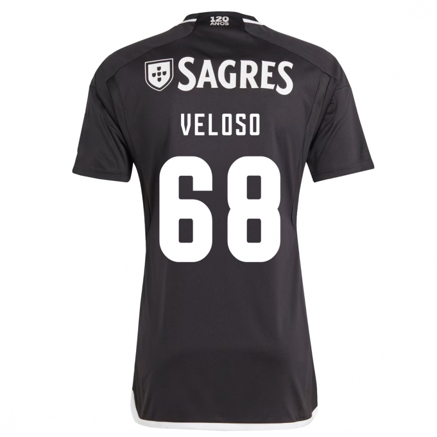 Herren Fußball João Veloso #68 Schwarz Auswärtstrikot Trikot 2023/24 T-Shirt Luxemburg