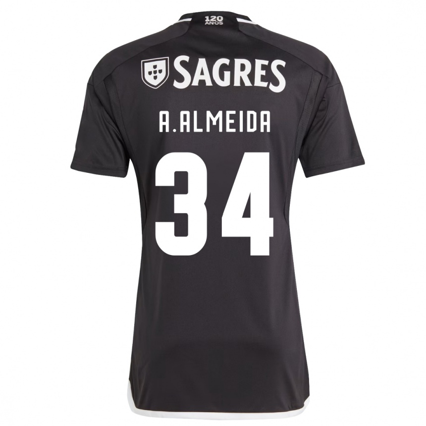 Herren Fußball Andre Almeida #34 Schwarz Auswärtstrikot Trikot 2023/24 T-Shirt Luxemburg