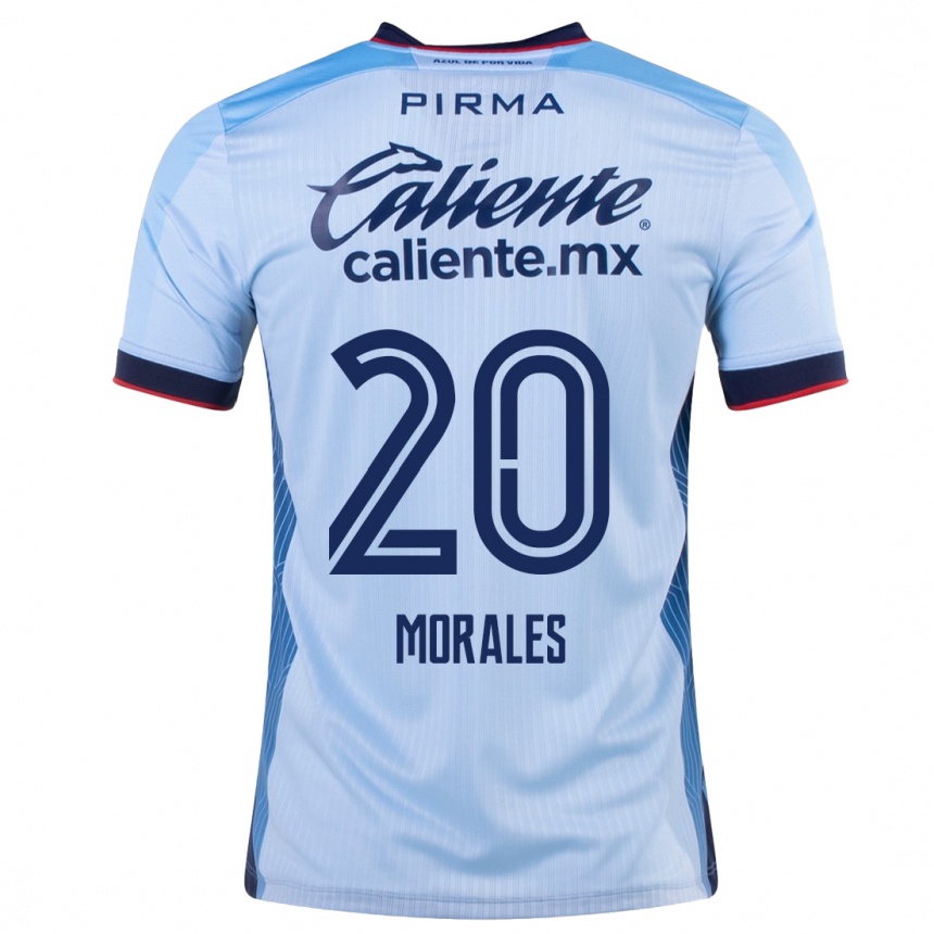 Herren Fußball Iván Morales #20 Himmelblau Auswärtstrikot Trikot 2023/24 T-Shirt Luxemburg