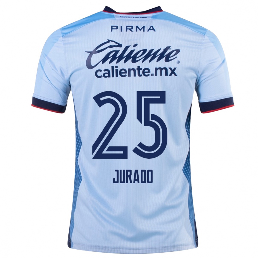 Herren Fußball Sebastián Jurado #25 Himmelblau Auswärtstrikot Trikot 2023/24 T-Shirt Luxemburg