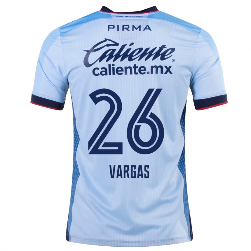 Herren Fußball Carlos Vargas #26 Himmelblau Auswärtstrikot Trikot 2023/24 T-Shirt Luxemburg