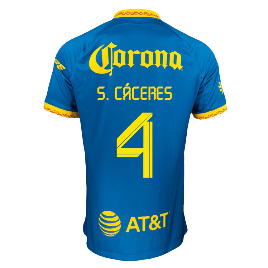 Herren Fußball Sebastián Cáceres #4 Blau Auswärtstrikot Trikot 2023/24 T-Shirt Luxemburg