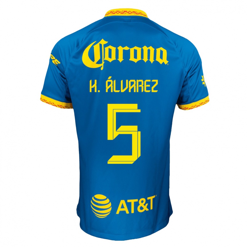 Herren Fußball Kevin Álvarez #5 Blau Auswärtstrikot Trikot 2023/24 T-Shirt Luxemburg