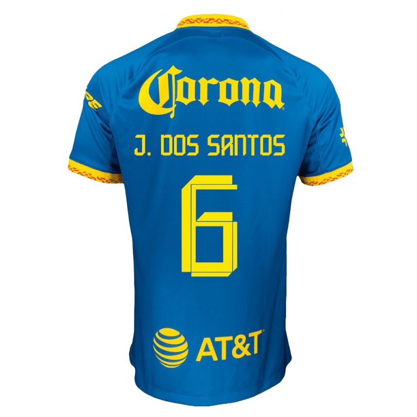 Herren Fußball Jonathan Dos Santos #6 Blau Auswärtstrikot Trikot 2023/24 T-Shirt Luxemburg