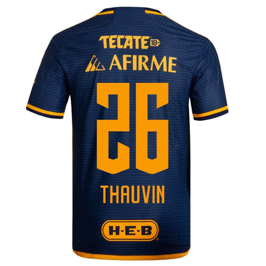 Herren Fußball Florian Thauvin #26 Dunkelblau Auswärtstrikot Trikot 2023/24 T-Shirt Luxemburg