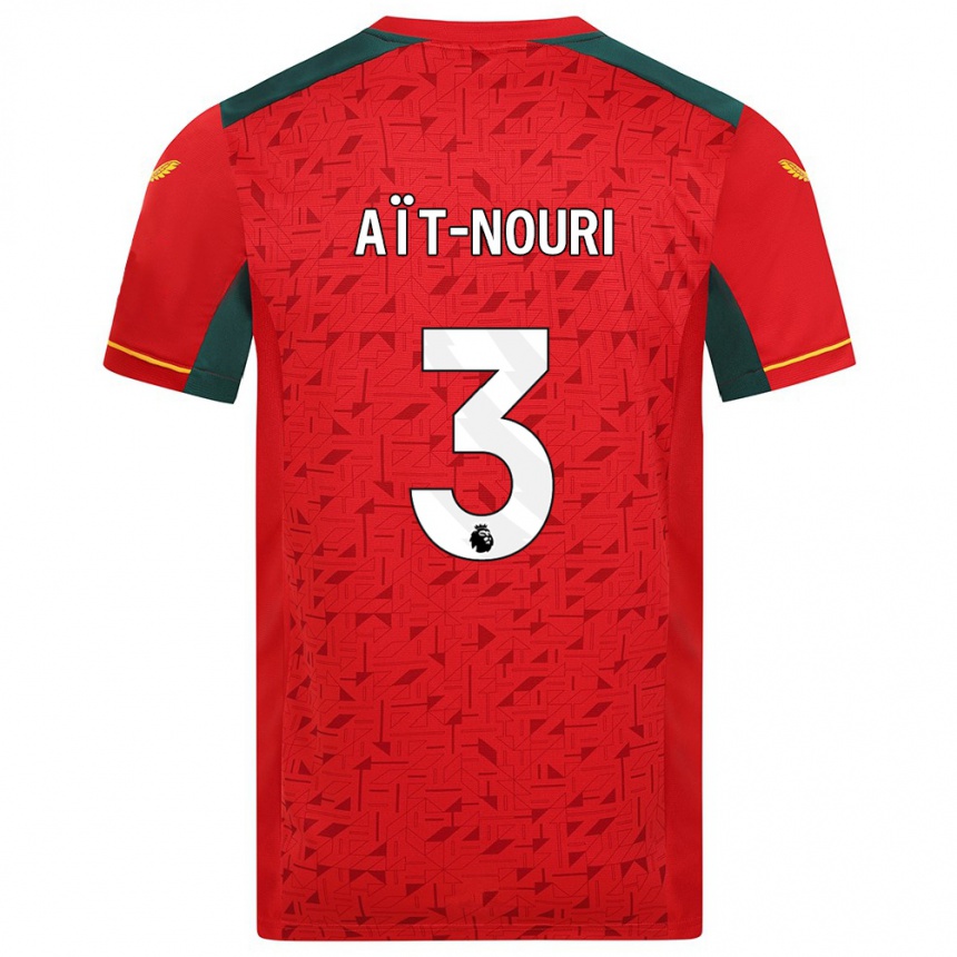 Damen Fußball Rayan Aït-Nouri #3 Rot Auswärtstrikot Trikot 2023/24 T-Shirt Luxemburg