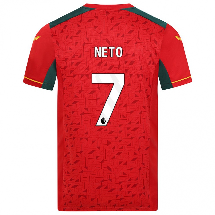 Damen Fußball Pedro Neto #7 Rot Auswärtstrikot Trikot 2023/24 T-Shirt Luxemburg